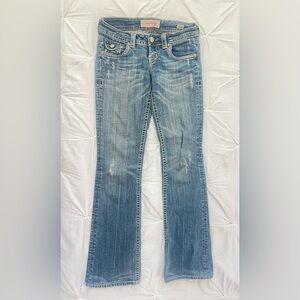 MEK Denim, Excellent Condition Long Boot
Cut Strech Denim